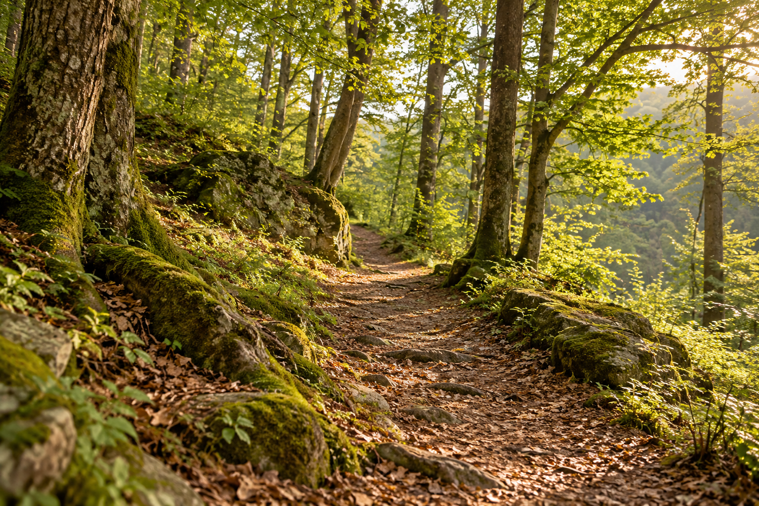 naturweisheiten-waldweg-v1 Licht auf einem stillen Waldweg